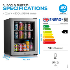 Subcold Super35 Beer Fridge Silver