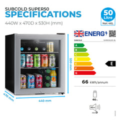 Subcold Super50 Beer Fridge Silver