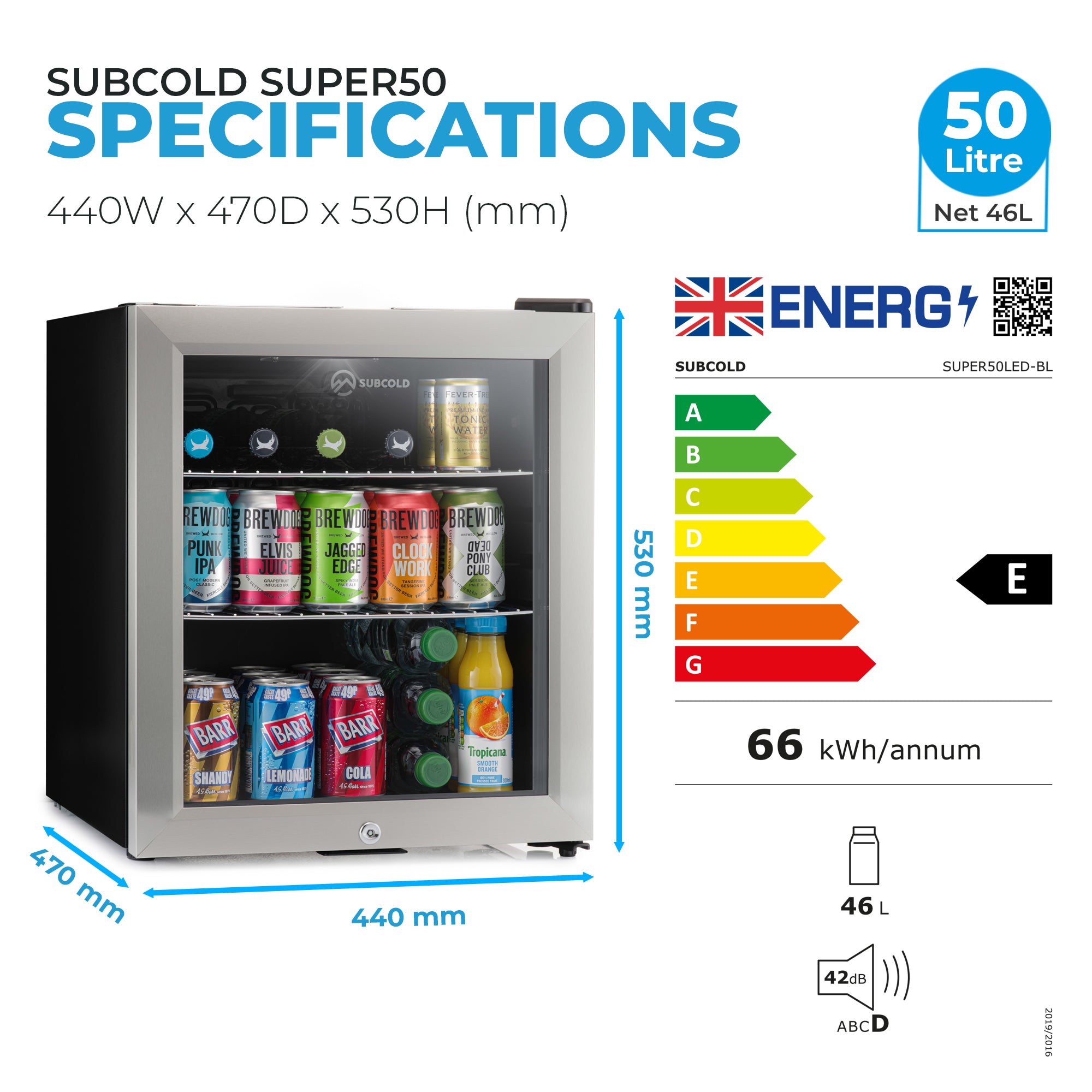 Subcold Super50 Beer Fridge Stainless Steel