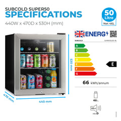 Subcold Super50 Beer Fridge Stainless Steel