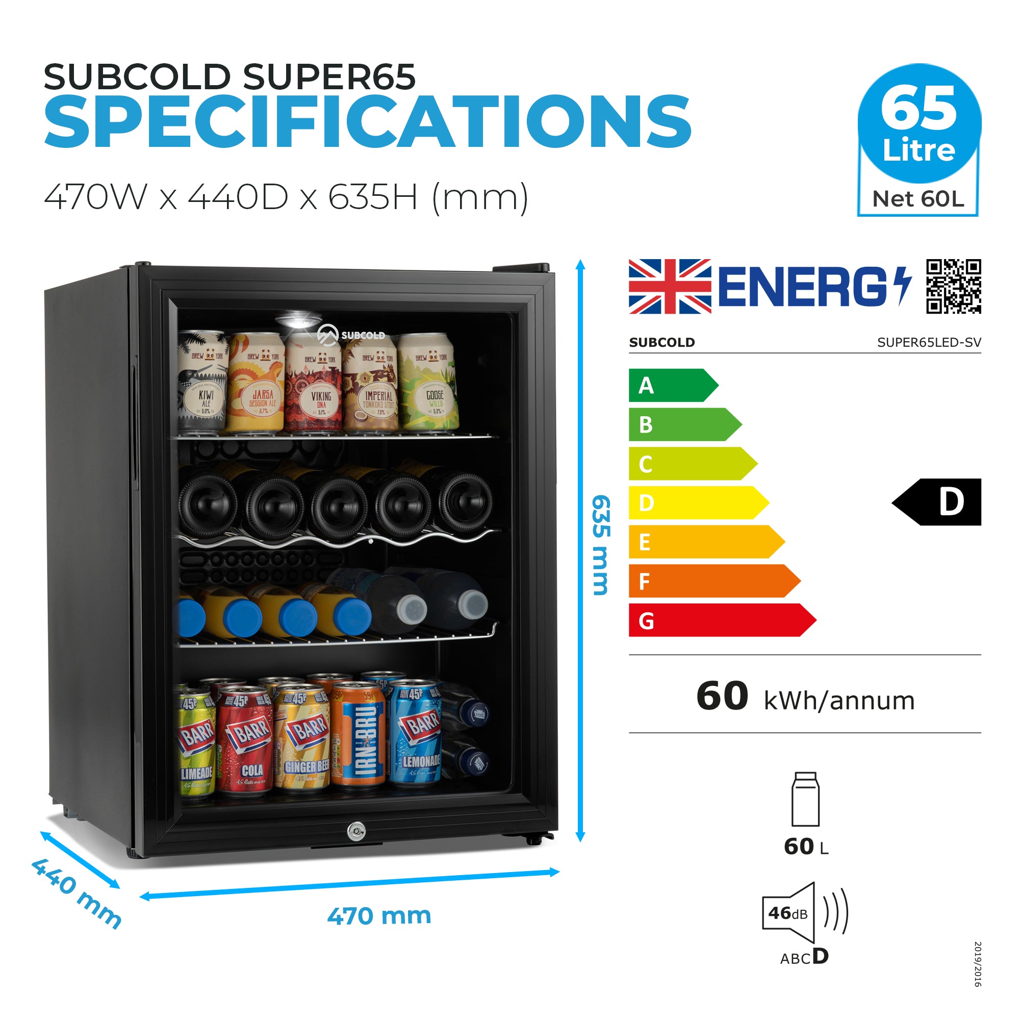 Subcold Super65 Beer Fridge Black