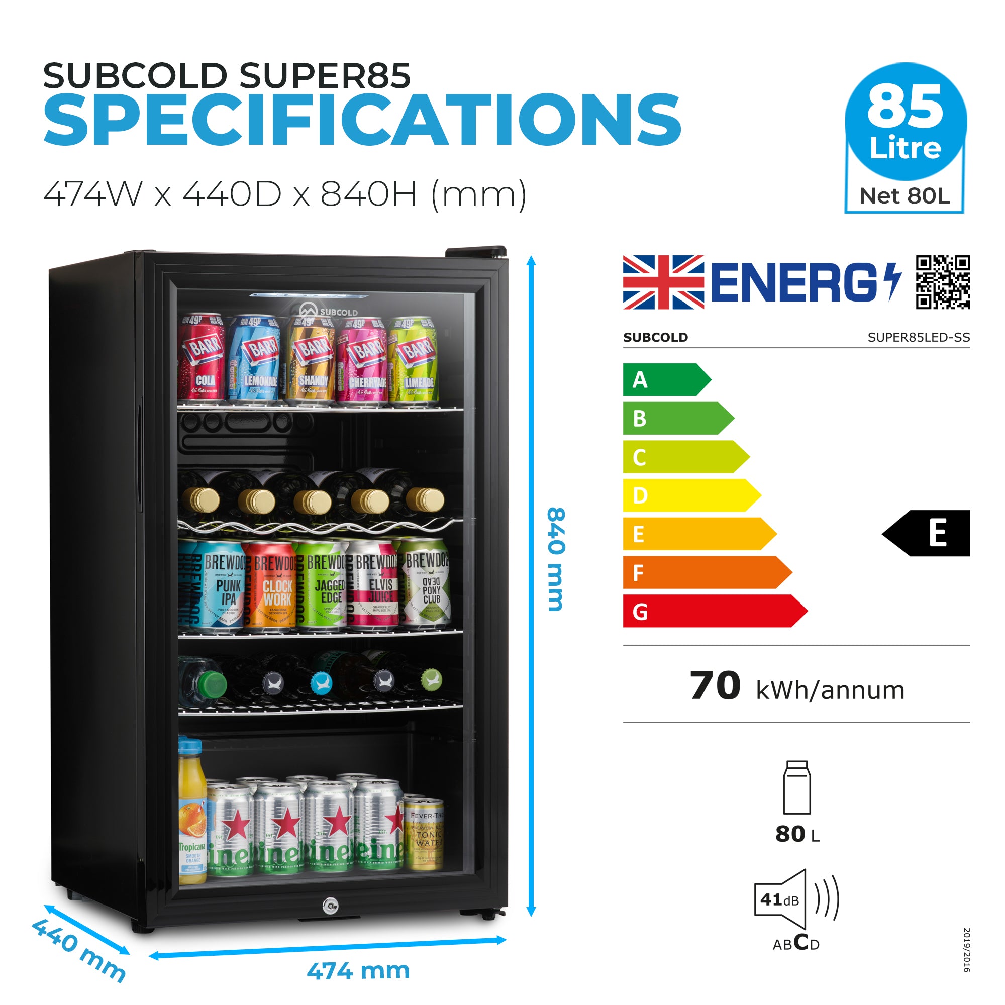 Subcold Super85 Beer Fridge Black