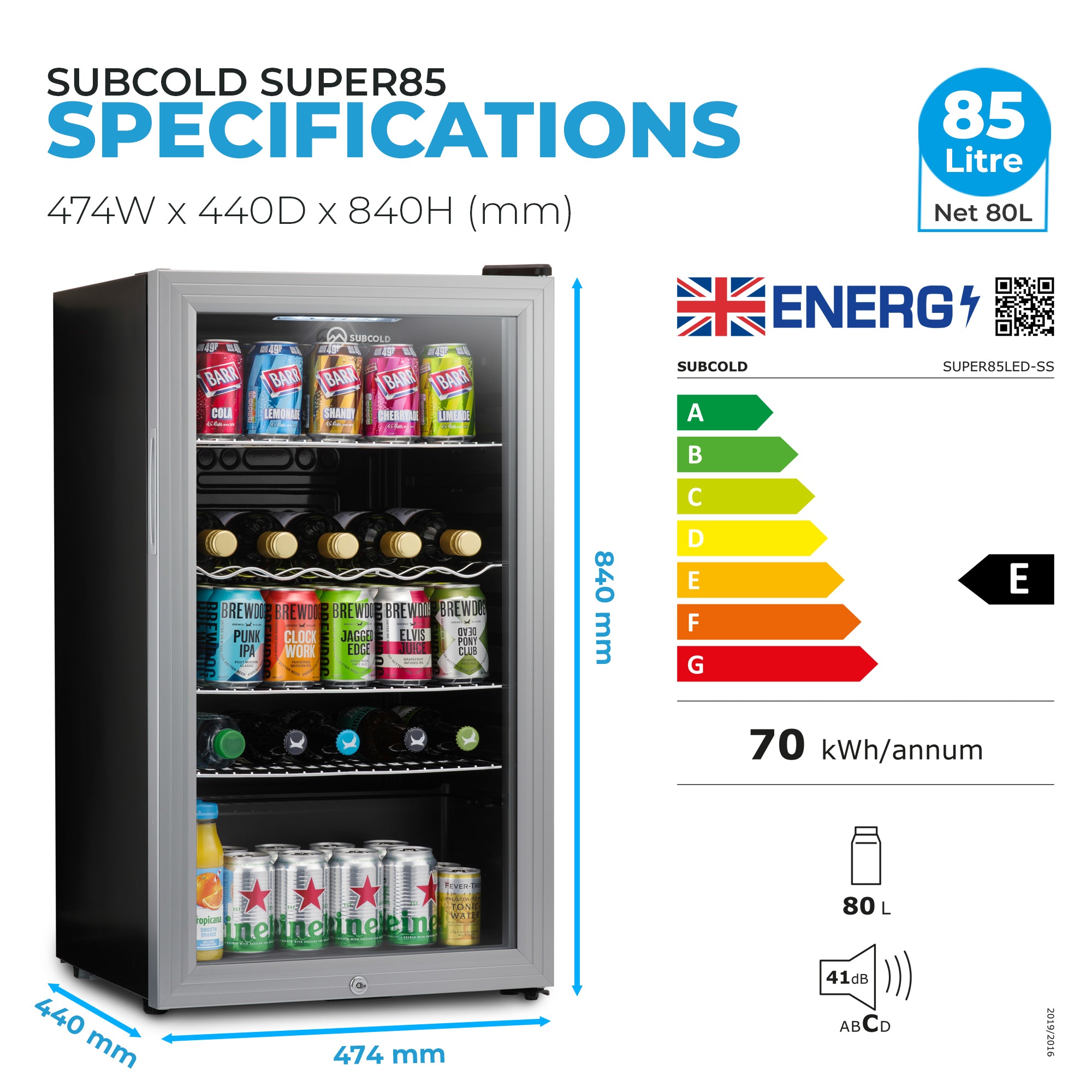 Subcold Super85 Beer Fridge Silver