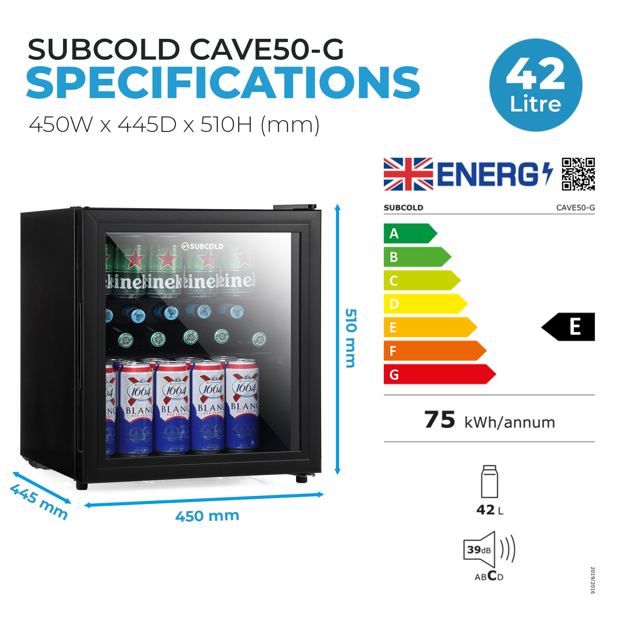 Subcold Cave50-G Beer Fridge Black