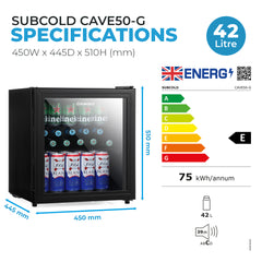 Subcold Cave50-G Beer Fridge Black