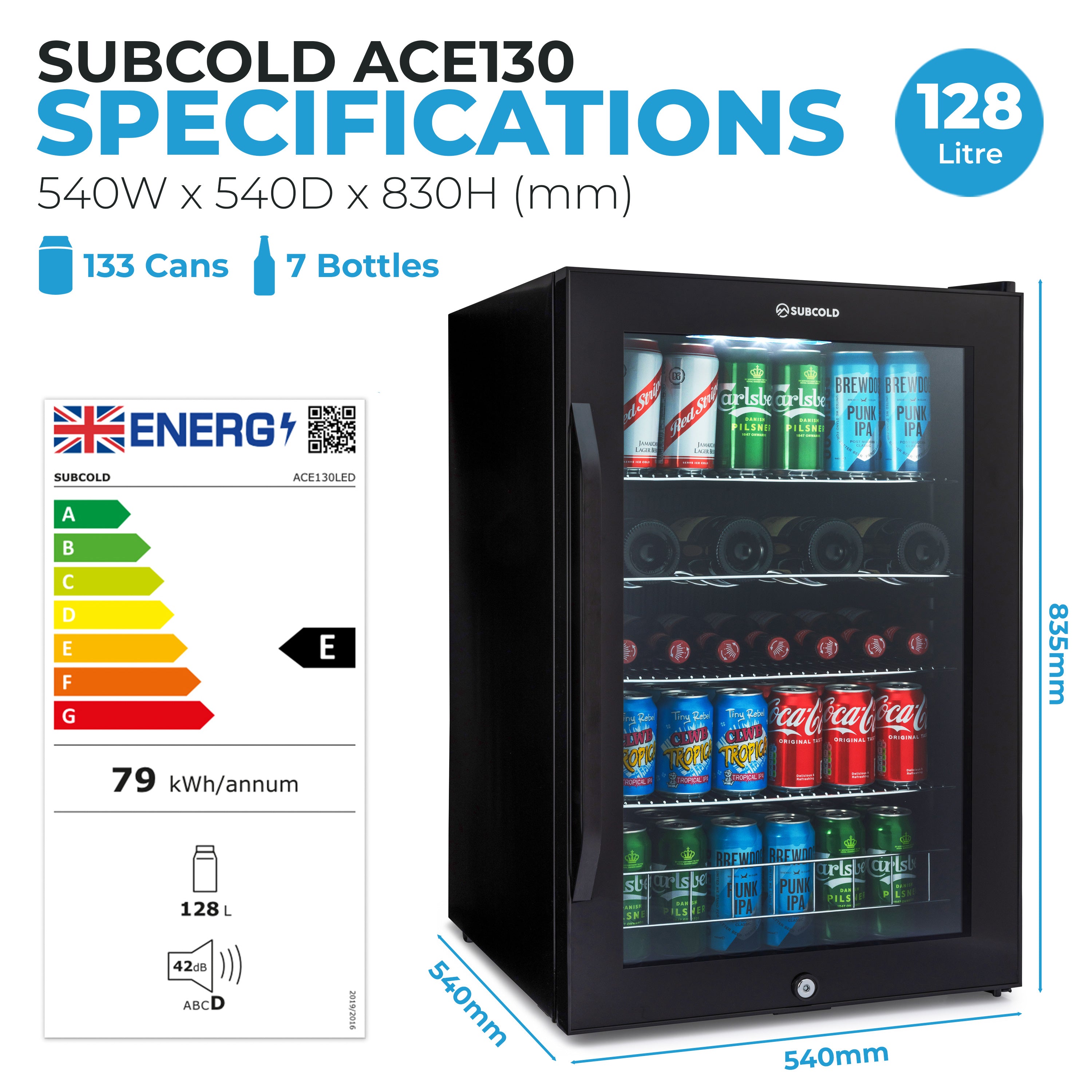 Subcold ACE130 Beer Fridge Black