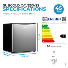 Subcold Cave50-SS Beer Fridge Stainless Steel