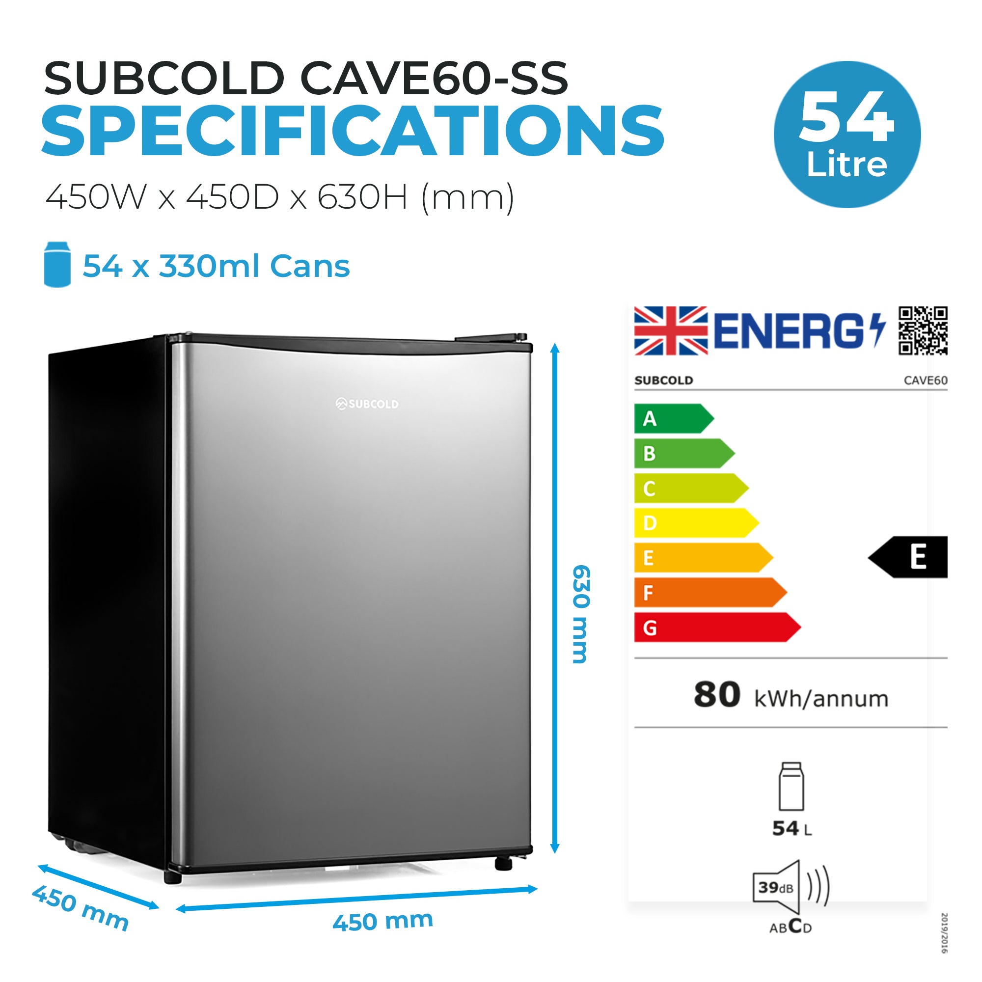 Subcold Cave60-SS Beer Fridge Stainless Steel