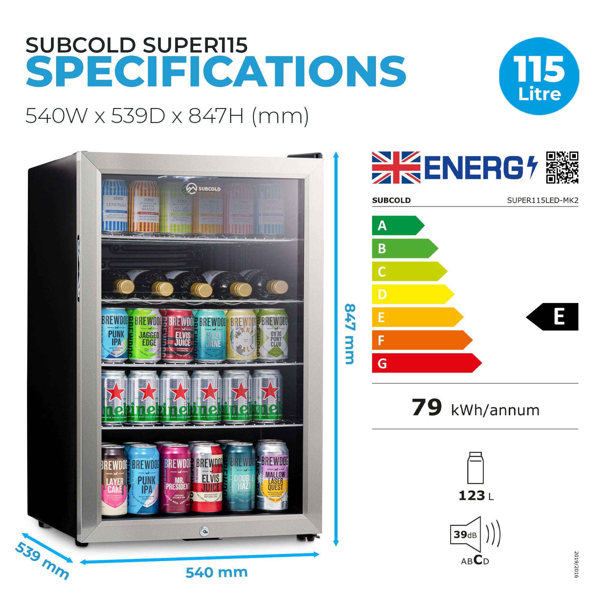 Subcold Super115 Beer Fridge Stainless Steel