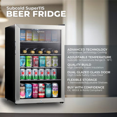 Subcold Super115 Beer Fridge Stainless Steel