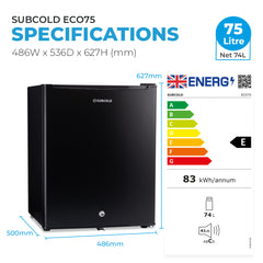 75L Fridge Subcold ECO75 Black