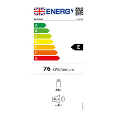 Barcool Vino18 UK Energy Rating Label (Class E, 76 kWh/annum, 41dB)