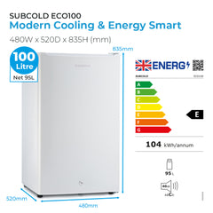 100L Fridge Subcold ECO100 White