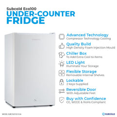 100L Fridge Subcold ECO100 White