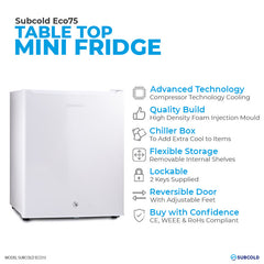 75L Fridge Subcold ECO75 White