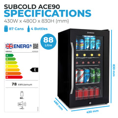 Subcold ACE90 Beer Fridge Black