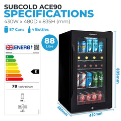 Subcold ACE90 Beer Fridge Black