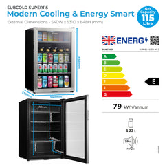 Subcold Super115 Beer Fridge Stainless Steel
