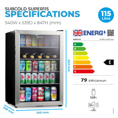 Subcold Super115 Beer Fridge Stainless Steel