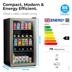 Subcold Super85 Beer Fridge Stainless Steel