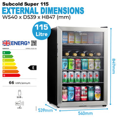 Subcold Super115 Beer Fridge Stainless Steel